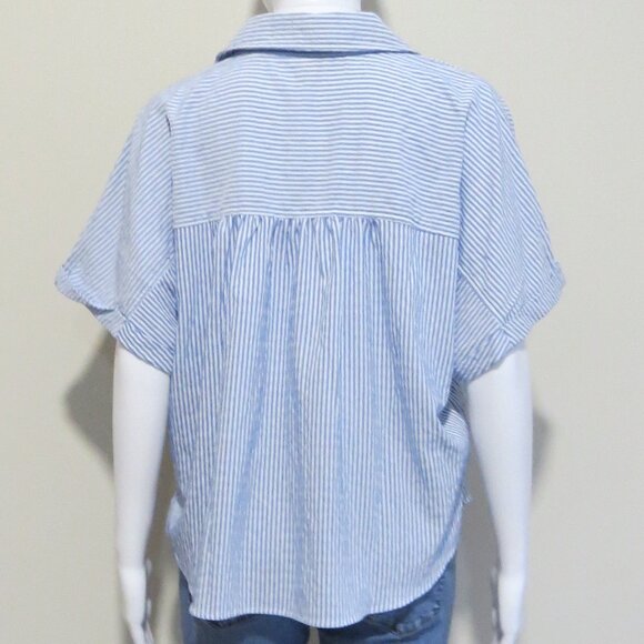 NEW Aeropostale Striped Button Front Shirt Top SIZE Large Blue - Picture 6 of 12
